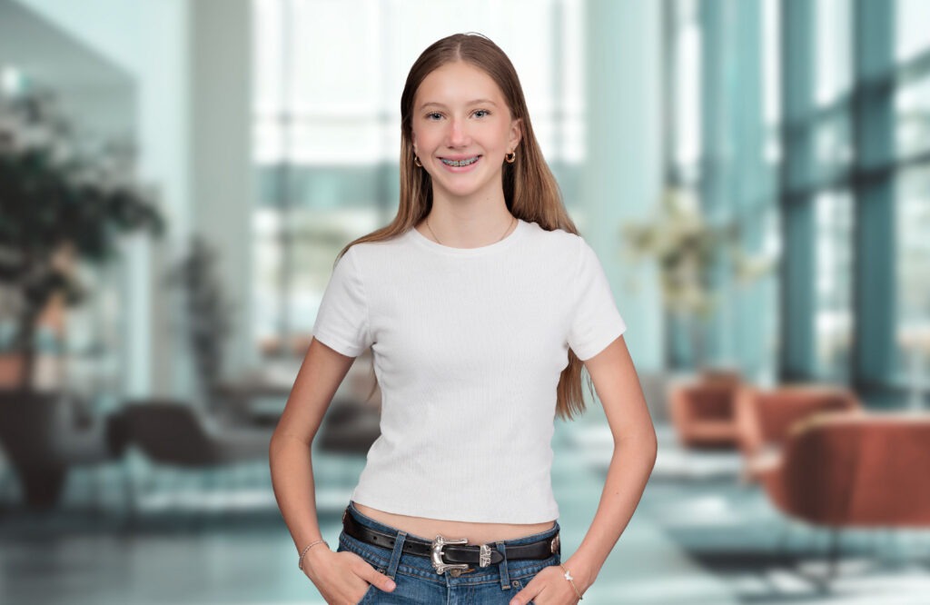 Young orthodontic patient with braces at Austin Orthodontics