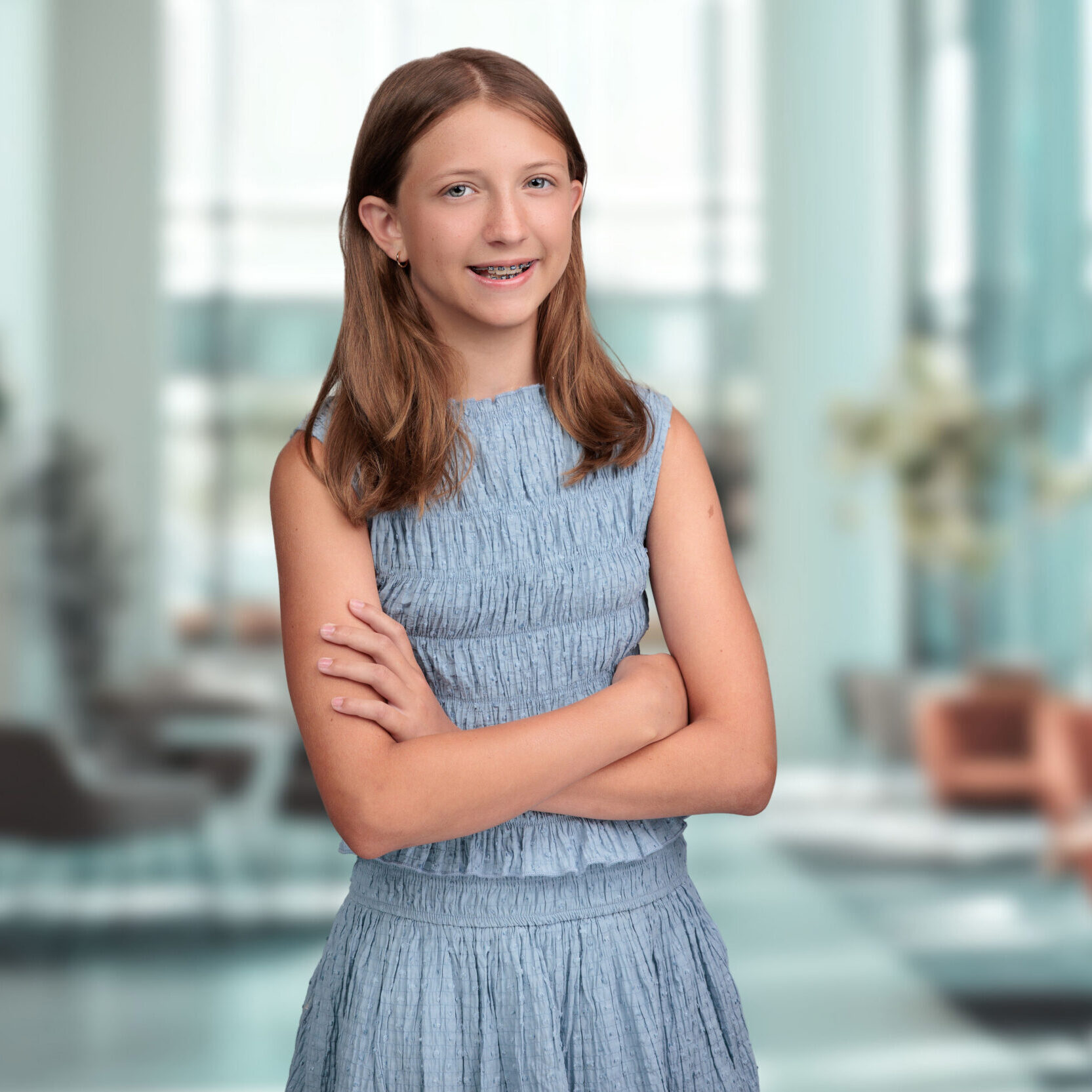 Austin Orthodontics 2025 Young patient smiling with braces at Austin Orthodontics